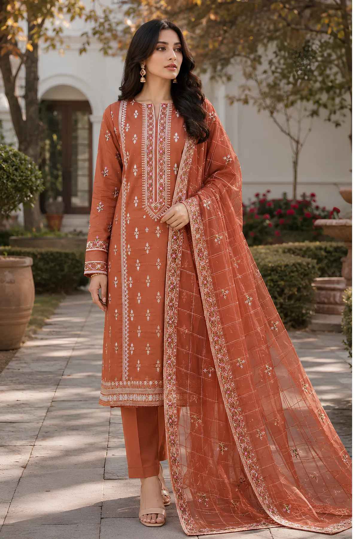 Embroidered Thread Sequin Work Lawn Unstitched 3 Pcs
