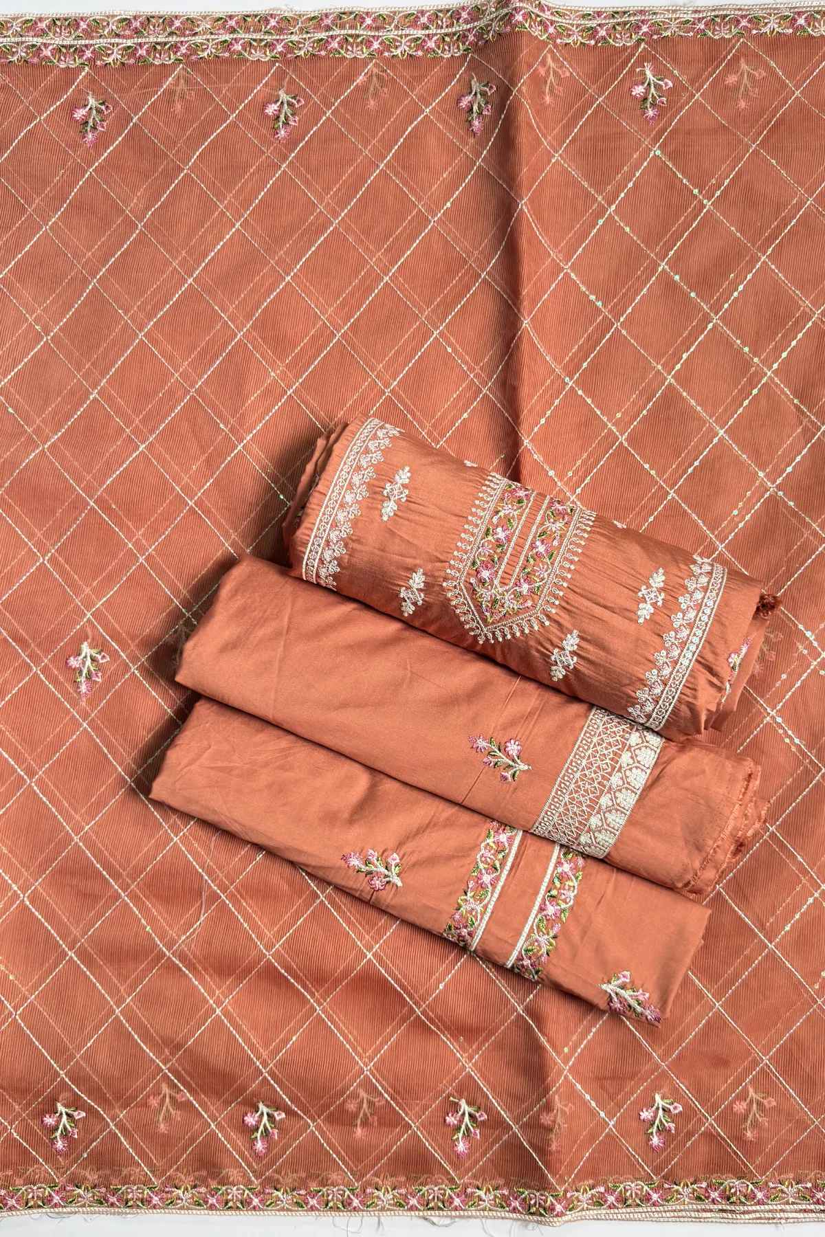 Embroidered Thread Sequin Work Lawn Unstitched 3 Pcs