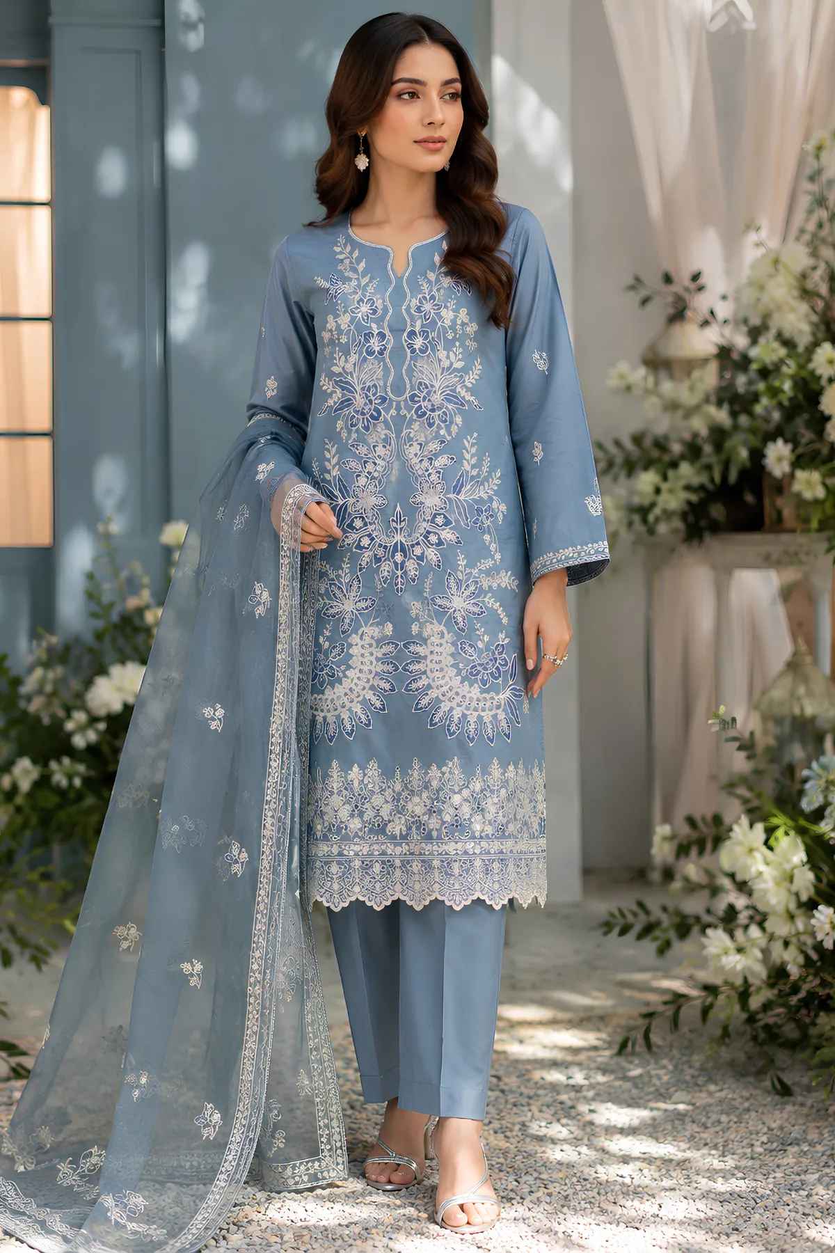 Embroidered Arabic Lawn Unstitched 3 Pcs