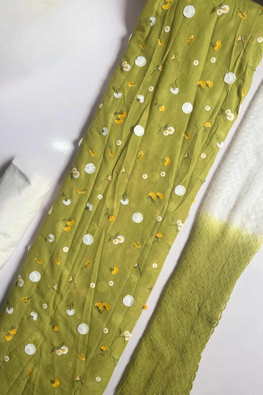 3D Floral Embroidered  Lawn Unstitched 3 Pcs