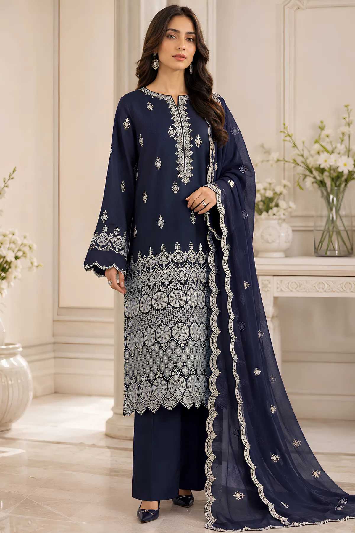 Embroidered Laser Chikankari Lawn Unstitched 3 Pcs