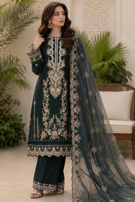 Luxury Embroidered Panel Lawn Unstitched 3 Pcs
