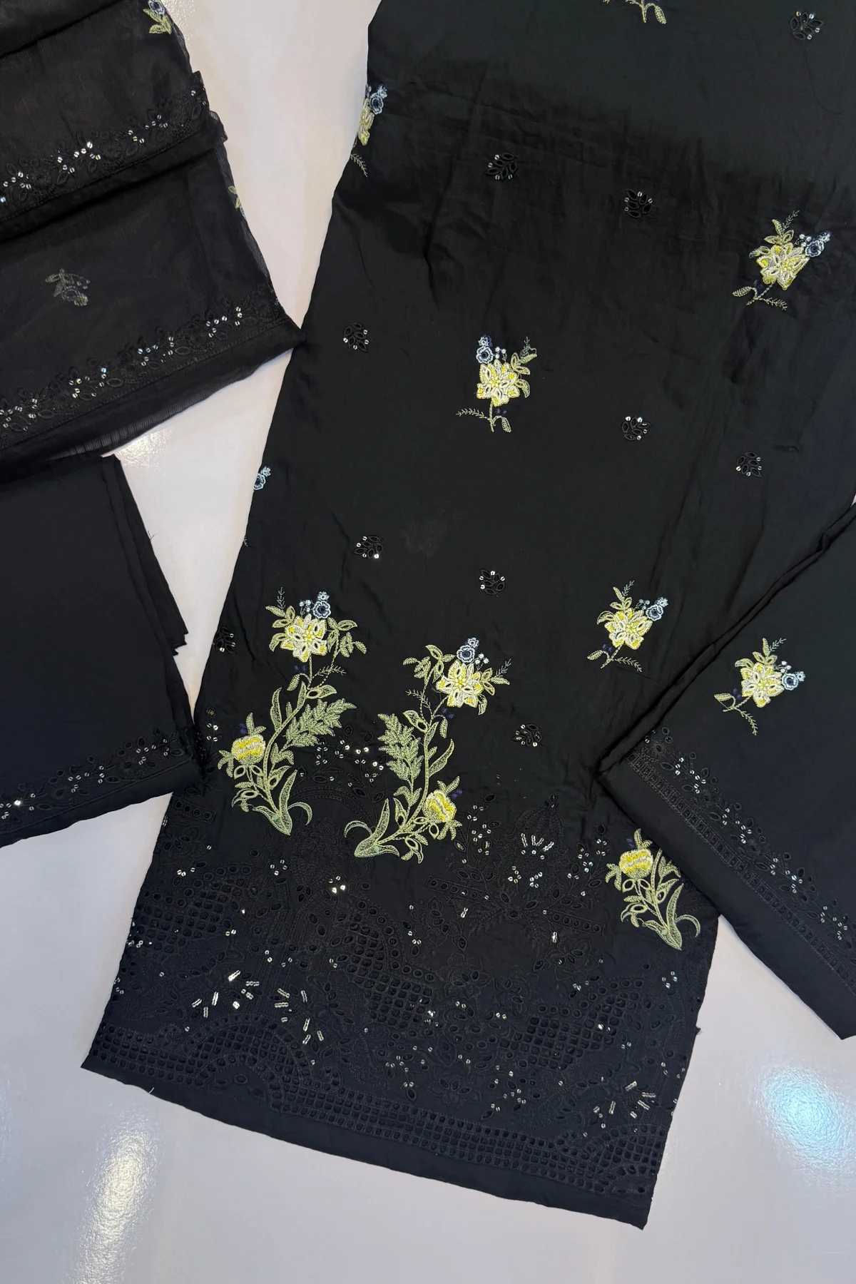Embroidered Chikankari Arabic Lawn Unstitched 3 Pcs